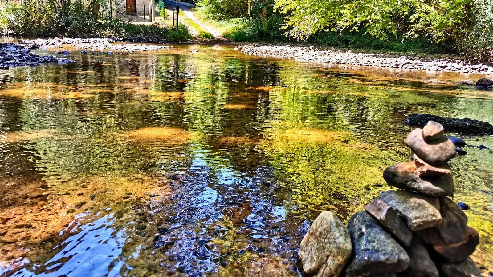 The woodland stream at Domaine Chez Gilbert